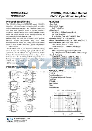 SGM8052XS datasheet - 250MHz, Rail-to-Rail Output CMOS Operational Amplifier