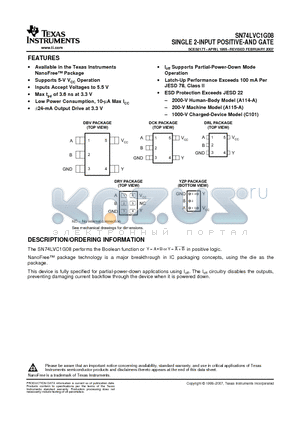 SN74LVC1G08 datasheet - SINGLE 2-INPUT POSITIVE-AND GATE