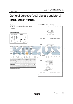 UMG4N datasheet - General purpose (dual digital transistors)