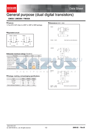 UMG6N datasheet - General purpose (dual digital transistors)