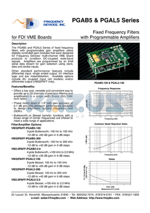 VM2.0PAFF-PGAL5-2.0 datasheet - Fixed Frequency Filters with Programmable Amplifiers