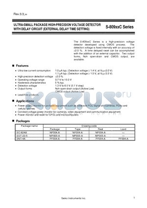 S-80913CNPF-G8HTFG datasheet - ULTRA-SMALL PACKAGE HIGH-PRECISION VOLTAGE DETECTOR WITH DELAY CIRCUIT (EXTERNAL DELAY TIME SETTING)