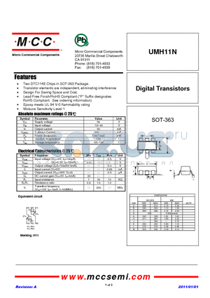 UMH11N_11 datasheet - Digital Transistors