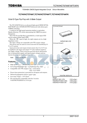 TC74VHCT574AF_07 datasheet - Octal D-Type Flip-Flop with 3-State Output