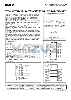 TC74VHCT374AFW datasheet - OCTAL D-TYPE FLIP-FLOP WITH 3-STATE OUTPUT