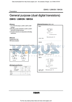 UMH3N datasheet - General purpose (dual digital transistors)