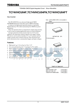 TC74VHCU04FT datasheet - Hex Inverter