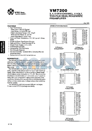 VM7204 datasheet - 2,4,6 OR 8-CHANNEL, 5-VOLT, THIN-FILM HEAD, READ/WRITE PREAMPLIFIER