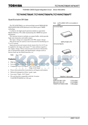 TC74VHCT86AFN datasheet - Quad Exclusive OR Gate