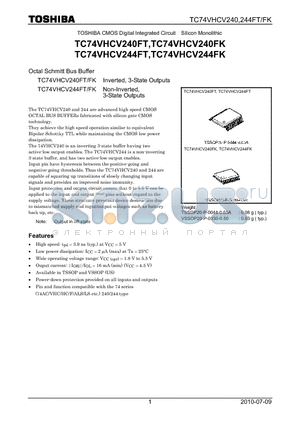 TC74VHCV240FK datasheet - Octal Schmitt Bus Buffer