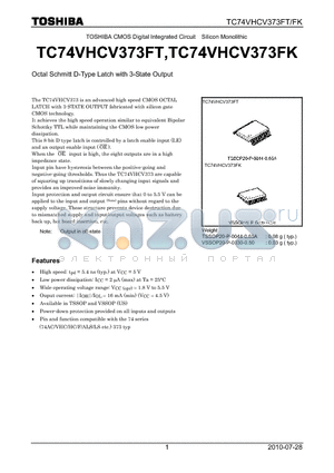 TC74VHCV373FK datasheet - Octal Schmitt D-Type Latch with 3-State Output