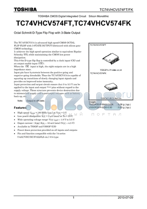 TC74VHCV574FK datasheet - Octal Schmitt D-Type Flip Flop with 3-State Output