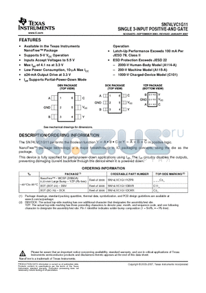 SN74LVC1G11DBVR datasheet - SINGLE 3-INPUT POSITIVE-AND GATE