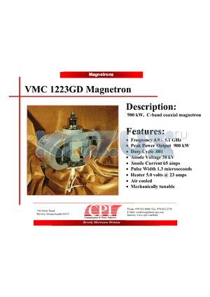 VMC1223GD datasheet - Magnetron