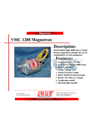 VMC1280 datasheet - Magnetron