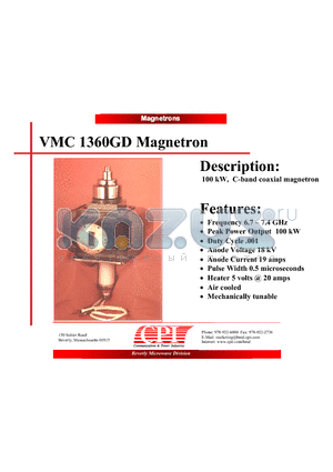 VMC1360GD datasheet - Magnetron