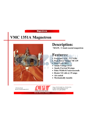 VMC1351A datasheet - Magnetron