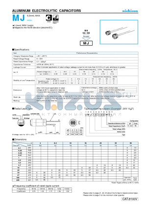 UMJ1C220MDL datasheet - ALUMINUM ELECTROLYTIC CAPACITORS