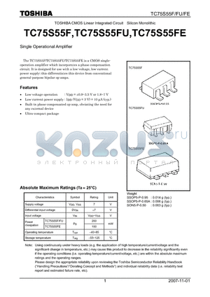 TC75S55FE datasheet - Single Operational Amplifier