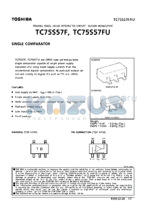 TC75S57F datasheet - SINGLE COMPARATOR
