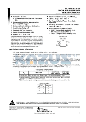 SN74LVC1G126-EP datasheet - SINGLE BUS BUFFER GATE WITH 3-STATE OUTPUT