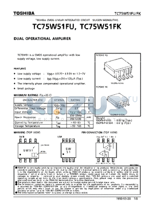 TC75W51 datasheet - DUAL OPERATIONAL AMPLIFIER