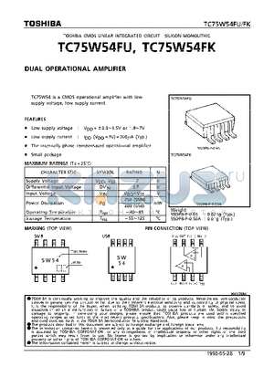 TC75W54FK datasheet - DUAL OPERATIONAL AMPLIFIER