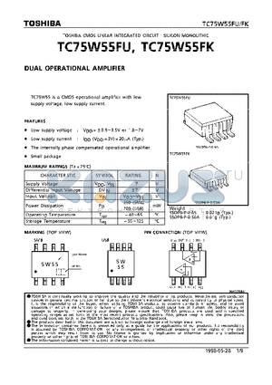 TC75W55FK datasheet - DUAL OPERATIONAL AMPLIFIER