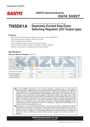 TN5D61A datasheet - ExPD (Excellent-Performance Power & RF Device) Separately-Excited Step-Down Switching Regulator (24V Output type)