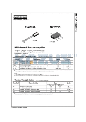 TN6715A_00 datasheet - NPN General Purpose Amplifier