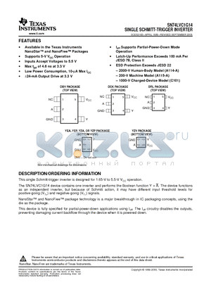 SN74LVC1G14DBVRE4 datasheet - SINGLE SCHMITT-TRIGGER INVERTER