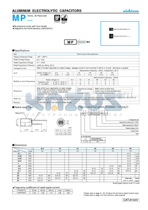 UMP0J100MDD datasheet - ALUMINUM ELECTROLYTIC CAPACITORS
