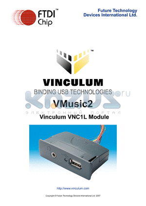 VMUSIC2 datasheet - BINDING USB TECHNOLOGIES Vinculum VNC1L Module
