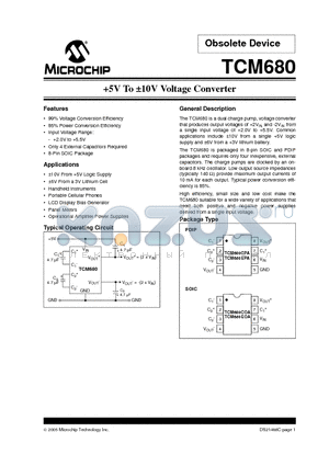 TC7660EPA datasheet - 5V To a10V Voltage Converter