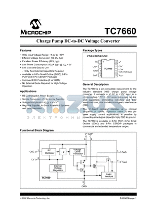 TC7660EOA713 datasheet - Charge Pump DC-to-DC Voltage Converter