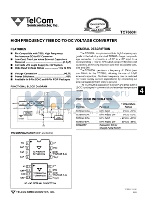 TC7660HCPA datasheet - HIGH FREQUENCY 7660 DC-TO-DC VOLTAGE CONVERTER