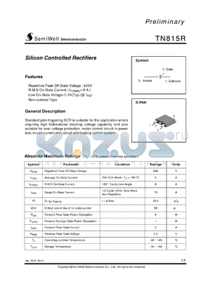 TN815R datasheet - Silicon Controlled Rectifiers