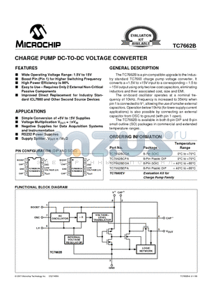 TC7662BCOA datasheet - CHARGE PUMP DC-TO-DC VOLTAGE CONVERTER