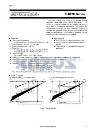 S-812C20AY-X datasheet - HIGH OPERATING VOLTAGE CMOS VOLTAGE REGULATOR