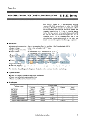 S-812C datasheet - HIGH OPERATING VOLTAGE CMOS VOLTAGE REGULATOR