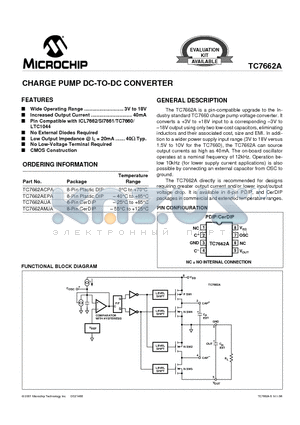 TC7662ACPA datasheet - CHARGE PUMP DC-TO-DC CONVERTER