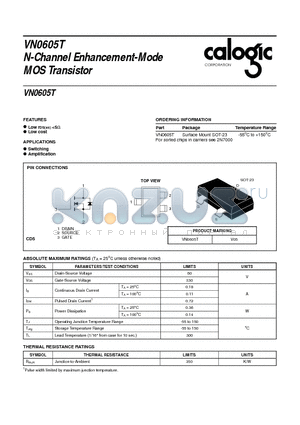 VN0605T datasheet - VN0605T N-Channel Enhancement-Mode MOS Transistor