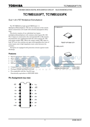 TC7MB3253FT datasheet - Dual 1-of-4 FET Multiplexer/Demultiplexer