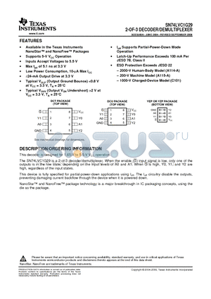 SN74LVC1G29DCTR datasheet - 2-OF-3 DECODER/DEMULTIPLEXER