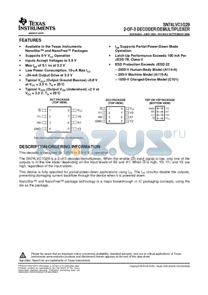 SN74LVC1G29DCTRE4 datasheet - 2-OF-3 DECODER/DEMULTIPLEXER