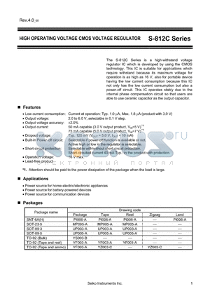 S-812C23AUA-C2DT2G datasheet - HIGH OPERATING VOLTAGE CMOS VOLTAGE REGULATOR