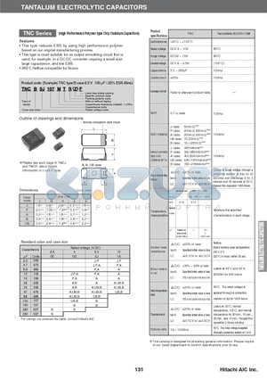TNCA0G106MTRF datasheet - TANTALUM ELECTROLYTIC CAPACITORS