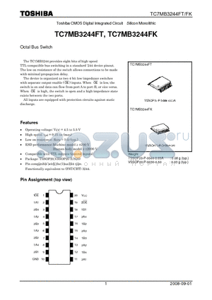 TC7MB3244FT datasheet - Octal Bus Switch