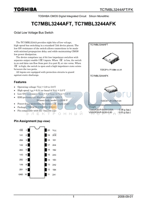 TC7MBL3244AFT datasheet - Octal Low Voltage Bus Switch