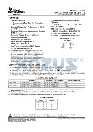 SN74LVC1G32-EP datasheet - SINGLE 2-INPUT POSITIVE-OR GATE